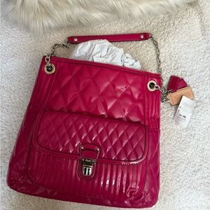Coach Pink Quilted Shoulder Bag with Silver Chain
